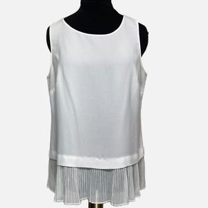 Ann Taylor Worn once white sleeveless top - pleated hem & buttoned keyhole back.